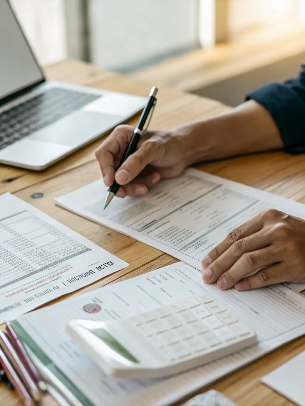 A close-up shot of experienced hands reviewing a legal document, symbolizing Lex-Expert's meticulous attention to detail and commitment to accuracy.
